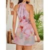 image:imageFloerns Womens Sleeveless Floral Sundress Halter Neck A Line Short DressLight Pink Floral