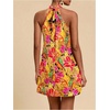 image:imageFloerns Womens Sleeveless Floral Sundress Halter Neck A Line Short DressOrange