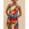 image:imageFloerns Womens Sleeveless Floral Sundress Halter Neck A Line Short DressOrange Red Multi