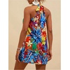 image:imageFloerns Womens Sleeveless Floral Sundress Halter Neck A Line Short DressOrange Red Multi