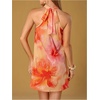 image:imageFloerns Womens Sleeveless Floral Sundress Halter Neck A Line Short DressOrange and Pink