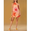 image:imageFloerns Womens Sleeveless Floral Sundress Halter Neck A Line Short DressOrange and Pink