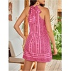 image:imageFloerns Womens Sleeveless Floral Sundress Halter Neck A Line Short DressPink Geo