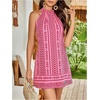 image:imageFloerns Womens Sleeveless Floral Sundress Halter Neck A Line Short DressPink Geo