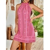 image:imageFloerns Womens Sleeveless Floral Sundress Halter Neck A Line Short DressPink Geo