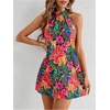 image:imageFloerns Womens Sleeveless Floral Sundress Halter Neck A Line Short DressPink Multi