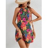 image:imageFloerns Womens Sleeveless Floral Sundress Halter Neck A Line Short DressPink Multi