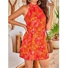 image:imageFloerns Womens Sleeveless Floral Sundress Halter Neck A Line Short DressPink and Orange