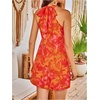 image:imageFloerns Womens Sleeveless Floral Sundress Halter Neck A Line Short DressPink and Orange