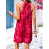 image:imageFloerns Womens Sleeveless Floral Sundress Halter Neck A Line Short DressPink and Red
