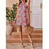 image:imageFloerns Womens Sleeveless Floral Sundress Halter Neck A Line Short DressRed Multi