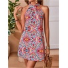 image:imageFloerns Womens Sleeveless Floral Sundress Halter Neck A Line Short DressRed Multi