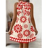 image:imageFloerns Womens Sleeveless Floral Sundress Halter Neck A Line Short DressRed and Beige
