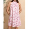 image:imageFloerns Womens Sleeveless Floral Sundress Halter Neck A Line Short DressSoft Pink