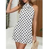 image:imageFloerns Womens Sleeveless Floral Sundress Halter Neck A Line Short DressWhite Polka Dots