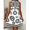 image:imageFloerns Womens Sleeveless Floral Sundress Halter Neck A Line Short DressWhite and Black