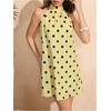 image:imageFloerns Womens Sleeveless Floral Sundress Halter Neck A Line Short DressYellow Polka Dots