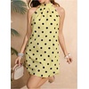 image:imageFloerns Womens Sleeveless Floral Sundress Halter Neck A Line Short DressYellow Polka Dots