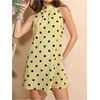image:imageFloerns Womens Sleeveless Floral Sundress Halter Neck A Line Short DressYellow Polka Dots