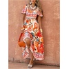 image:imageFloerns Womens Summer Tropical Floral Dresses Flutter Sleeve Vacation Tiered A Line Long DressBurnt Orange