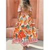 image:imageFloerns Womens Summer Tropical Floral Dresses Flutter Sleeve Vacation Tiered A Line Long DressBurnt Orange