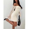 image:imageFloerns Womens Swiss Dots Off The Shoulder Mini Dress Long Sleeve Wedding Guest DressesWhite