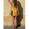 image:imageFloerns Womens Twist Front Summer Dresses Sleeveless Lace Up Ruched Beach Vacation Mini DressYellow