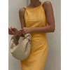 image:imageFloerns Womens Twist Front Summer Dresses Sleeveless Lace Up Ruched Beach Vacation Mini DressYellow