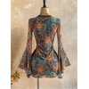 image:imageFloerns Womens Western Cowgirl Bell Sleeve Boho Country Floral Mini DressBlue Sunset