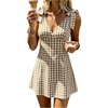 image:imageFloerns Women Summer Gingham Backless Bow Tie Casual Vacation Mini DressesKhaki Gingham
