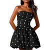 image:imageFloerns Womens Cute Summer Polka Dots Strapless Tube Mini DressesBlack