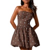 image:imageFloerns Womens Cute Summer Polka Dots Strapless Tube Mini DressesBrown