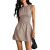 image:imageFloerns Womens Gingham A Line Dress Mini Checkered Elegant DressesBrown