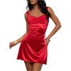 image:imageFloerns Womens Halter Ruched Sweetheart Slip Dress Backless Mini DressesRed