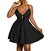 image:imageFloerns Womens Plus Size Tie Knot Front Criss Cross Ruffle Hem Cami ALine Mini DressBlack
