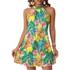 image:imageFloerns Womens Sleeveless Floral Sundress Halter Neck A Line Short DressGreen