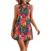 image:imageFloerns Womens Sleeveless Floral Sundress Halter Neck A Line Short DressPink Multi