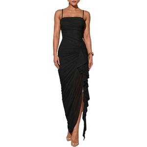 image:imageFloerns Womens Elegant Mesh Ruched Ruffle Wedding Guest Cocktail DressesBlack