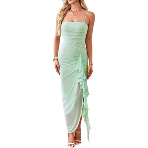 image:imageFloerns Womens Elegant Mesh Ruched Ruffle Wedding Guest Cocktail DressesLight Mint Green