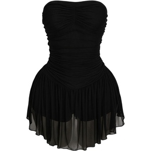 image:imageFloerns Womens Plus Size Y2k Mesh Strapless Mini DressBlack