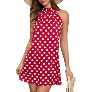 image:imageFloerns Womens Sleeveless Floral Sundress Halter Neck A Line Short DressRed Polka Dots