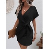 image:imageFloerns Women Cocktail Wrap Deep V Neck Dolman Sleeve Summer Short DressesBlack