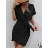 image:imageFloerns Women Cocktail Wrap Deep V Neck Dolman Sleeve Summer Short DressesBlack