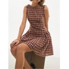 image:imageFloerns Womens Gingham Sundress Tie Shoulder Flared Hem A Line DressesRed