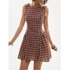 image:imageFloerns Womens Gingham Sundress Tie Shoulder Flared Hem A Line DressesRed