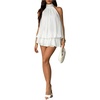 image:imageFloerns Womens Mesh Open Back Halter Dress Sleeveless Ruffle Going Out Mini DressesWhite