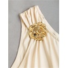 image:imageFloerns Womens Off The Shoulder Metal Floral Layered Hem Mini DressesApricot