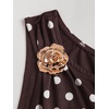 image:imageFloerns Womens Off The Shoulder Metal Floral Layered Hem Mini DressesBrown Polka Dots