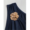 image:imageFloerns Womens Off The Shoulder Metal Floral Layered Hem Mini DressesDark Blue