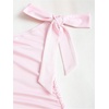image:imageFloerns Womens Off The Shoulder Metal Floral Layered Hem Mini DressesLight Pink